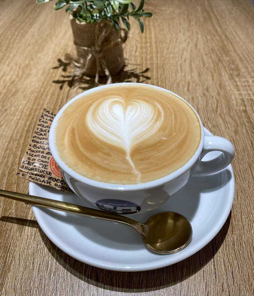 Cappuccino with latte art detail
