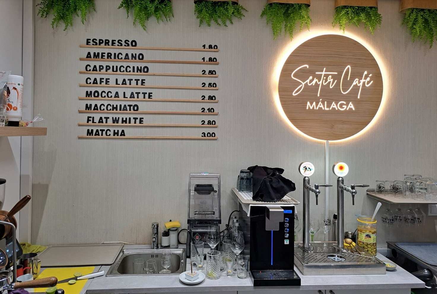 SentirCafé bar interior with menu board