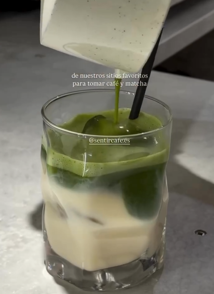 Iced matcha latte with layers
